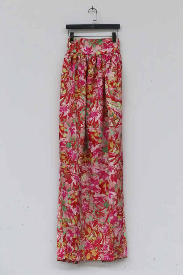 MING MA Printed Tube Top Flower Bud Dress AW21-DR18-REDPL PMM4